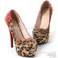 Pretty Steps 2015 high fashion leopard platform high heel shoe rivets summer pumps sexy women high heel shoes